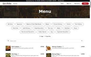 Spice Kitchen Thornton website