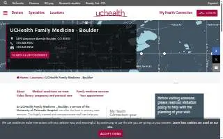 UCHealth Boulder Health Center website