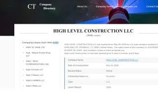 High Level Construction LLC of Trumbull website