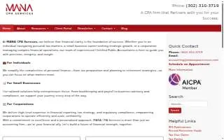 MANA CPA Services website