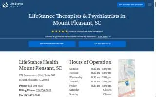 LifeStance Therapists & Psychiatrists Mount Pleasant website