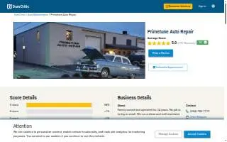 Primetune Auto Repair website
