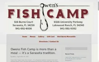 Owen's Fish Camp -Downtown SRQ website