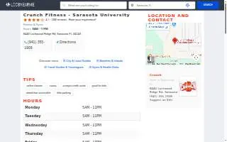 Crunch Fitness - Sarasota University website