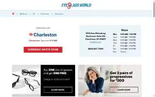 Eyeglass World of Charleston website