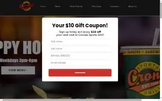 Cronies Bar & Grill website