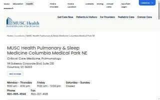 MUSC Health Pulmonary & Sleep Medicine Columbia Medical Park NE website