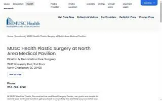 MUSC Health Plastic Surgery at North Area Medical Pavilion website