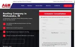 A&M Home Services of Mishawaka website