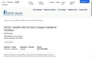 MUSC Health MRI at East Cooper Medical Pavilion website