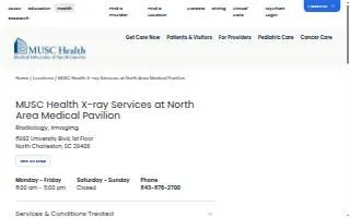 MUSC Health X-ray Services at North Area Medical Pavilion website