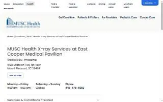 MUSC Health X-ray Services at East Cooper Medical Pavilion website