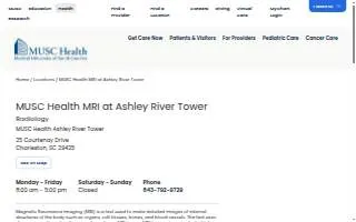 MUSC Health MRI at Ashley River Tower website