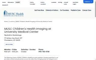 MUSC Children's Health Imaging at University Medical Center website