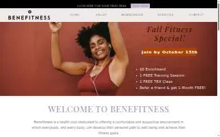 Benefitness Health Club website