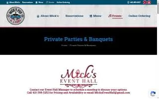 Mick's Event Hall website