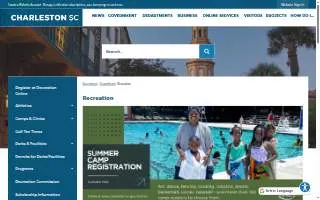 Charleston City Recreation Services website