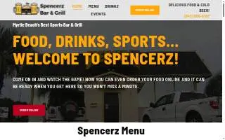 Spencerz Sports Bar website