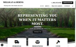 Milligan & Herns Law Firm website