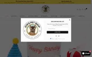 Zoe's Pet Shop website