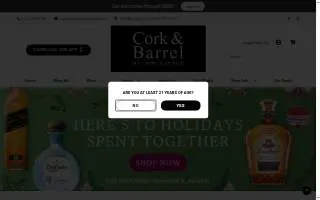 Cork and Barrel Wine and Spirits website