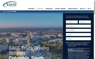 SAGE Truck Driving Schools of Lexington website
