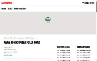 Papa Johns Pizza of James Island website