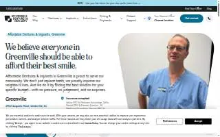 Affordable Dentures & Implants of Greenville website