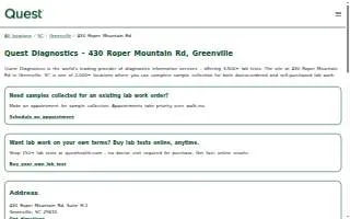 Quest Diagnostics of Greenville website