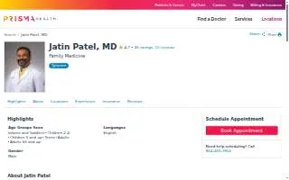 Jatin Patel, MD website