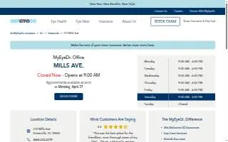 MyEyeDr. of Greenville website