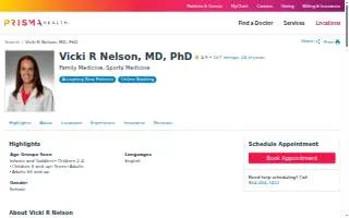 Vicki R Nelson, MD website