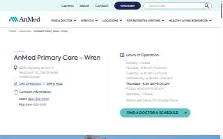 AnMed Primary Care - Wren website