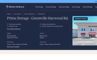 Prime Storage of Greenville website