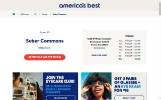 America's Best Contacts & Eyeglasses of Greer website
