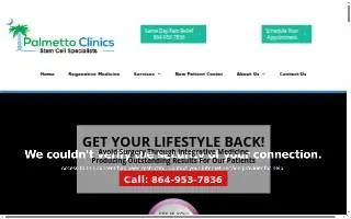 Palmetto Stem Cell Therapy website