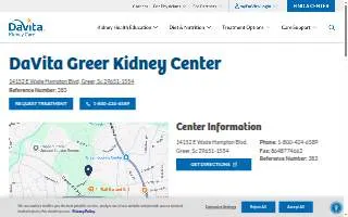DaVita Greer Kidney Center website