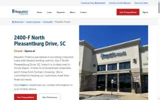 Republic Finance of Greenville website