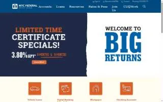 MTC Federal Credit Union website