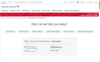 Bank of America ATM website