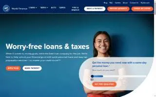 World Finance - Customer Care & Support website