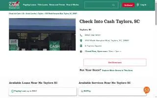Check Into Cash of Taylors website
