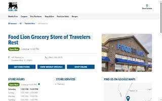 Food Lion of Travelers Rest website
