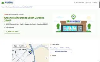 Acceptance Insurance of Greenville website