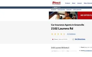 Direct Auto Insurance of Greenville website