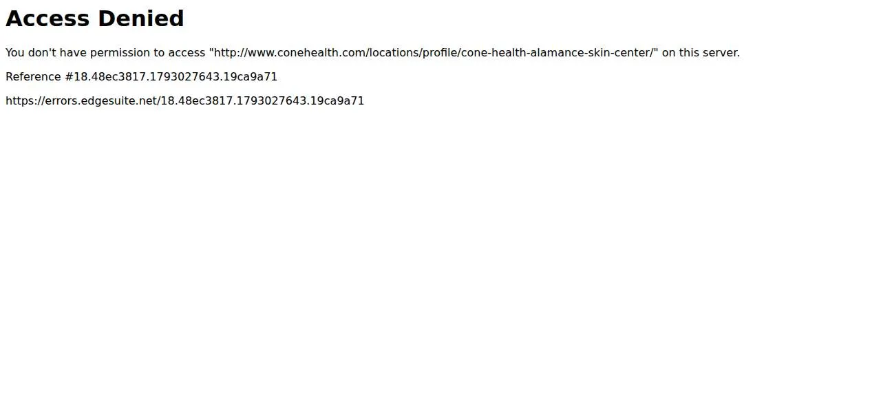 Cone Health Alamance Skin Center website
