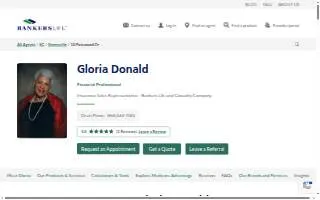Gloria Donald, Bankers Life Agent website
