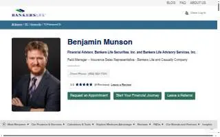 Benjamin Munson, Bankers Life Agent and Bankers Life Securities Financial Representative website