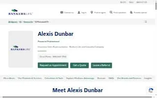 Alexis Dunbar, Bankers Life Agent website