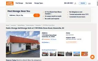 Public Storage of Greenville website